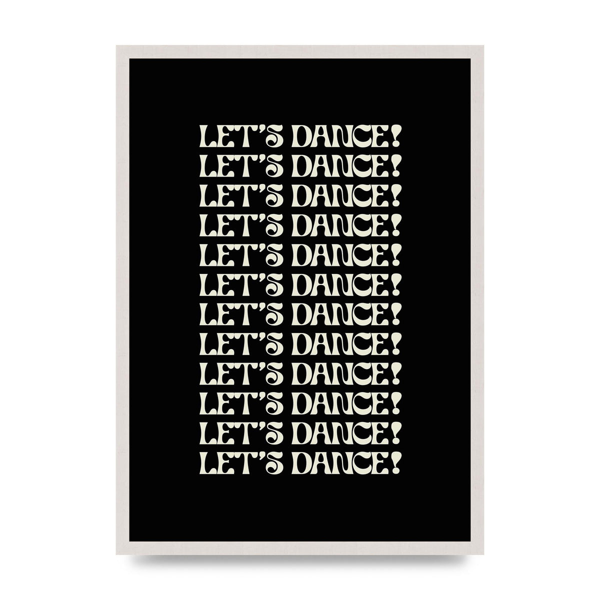 Lets Dance White On Black" Wall Art - A2 framed