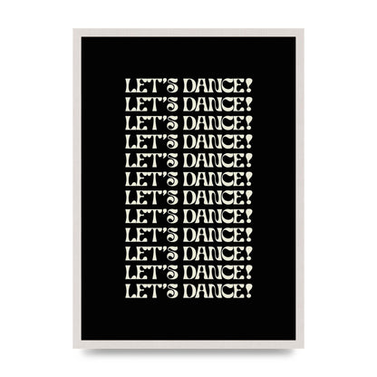 Lets Dance White On Black" Wall Art - A2 framed