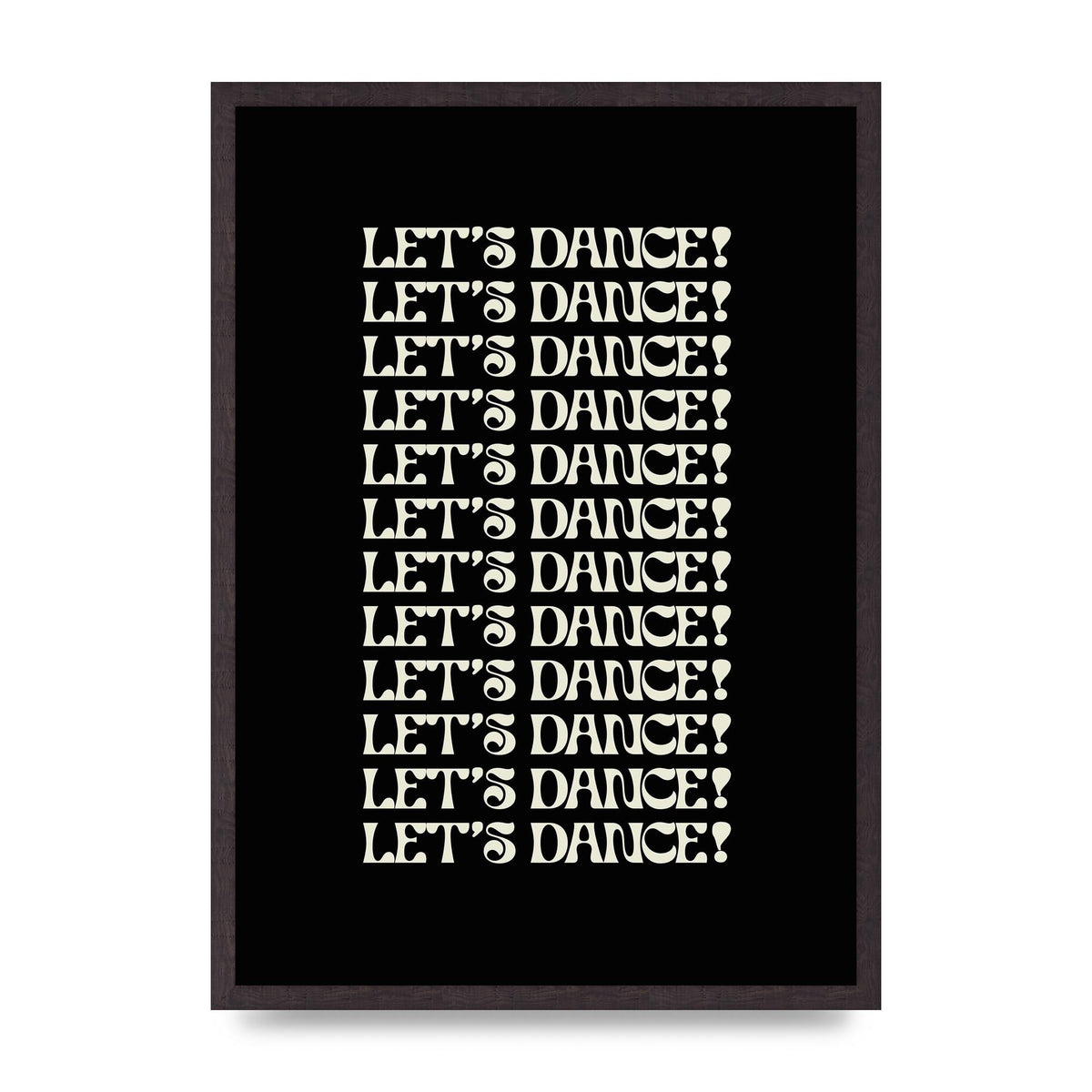Lets Dance White On Black" Wall Art - A2 framed