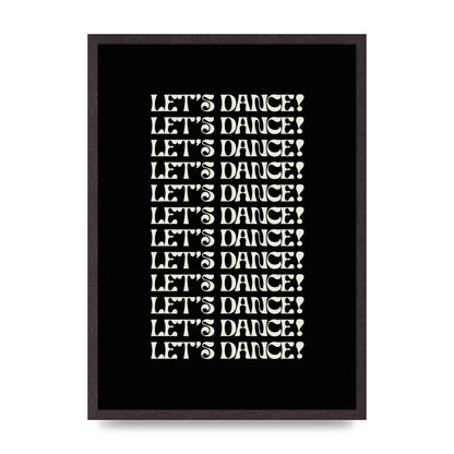 Lets Dance White On Black" Wall Art - A2 framed