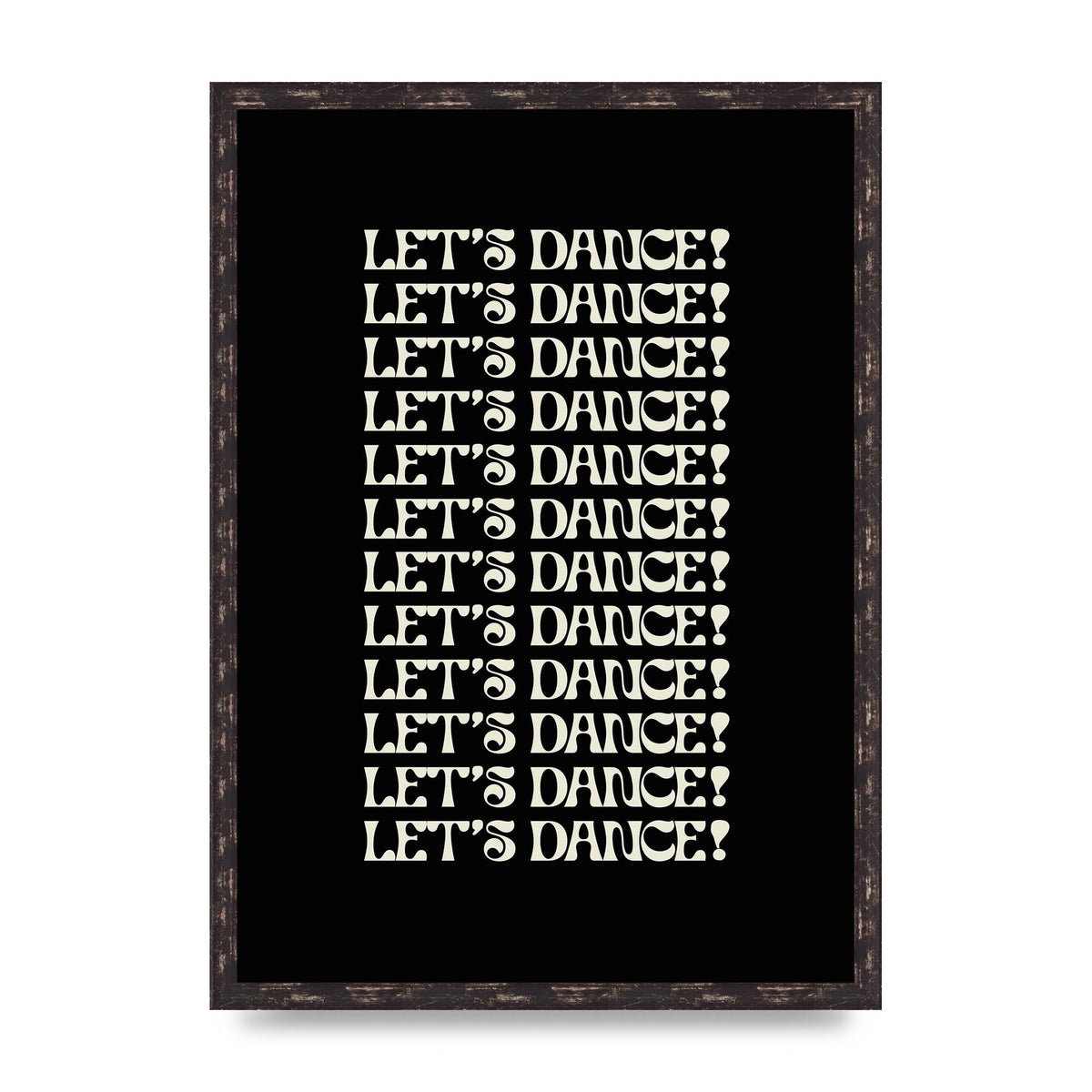 Lets Dance White On Black" Wall Art - A2 framed
