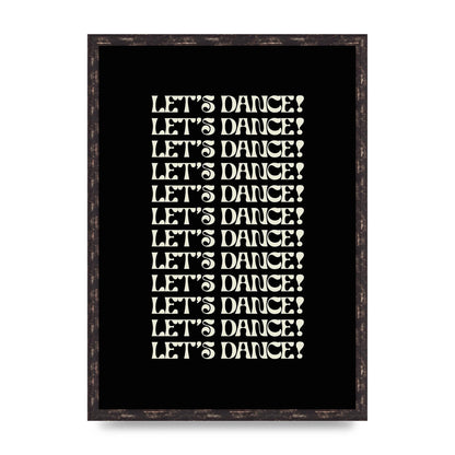 Lets Dance White On Black" Wall Art - A2 framed