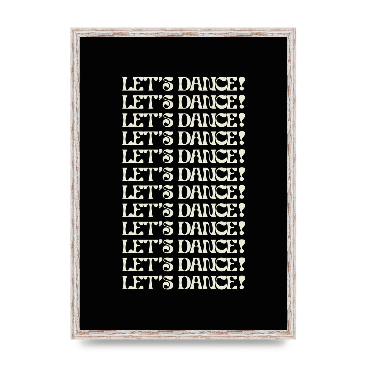 Lets Dance White On Black" Wall Art - A2 framed