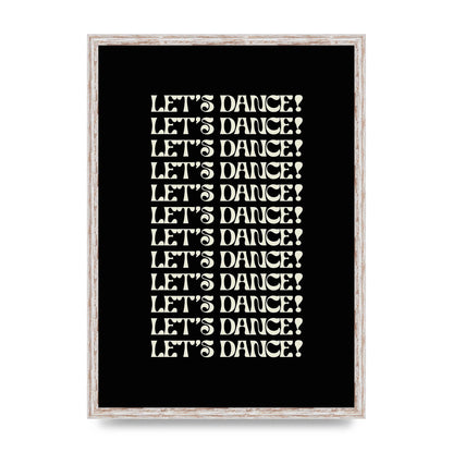 Lets Dance White On Black" Wall Art - A2 framed
