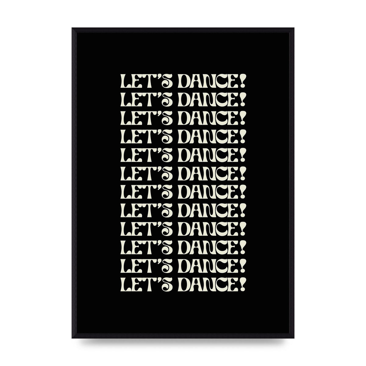 Lets Dance White On Black" Wall Art - A2 framed