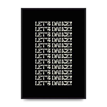 Lets Dance White On Black" Wall Art - A2 framed