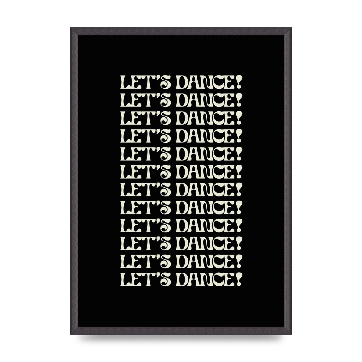 Lets Dance White On Black" Wall Art - A2 framed