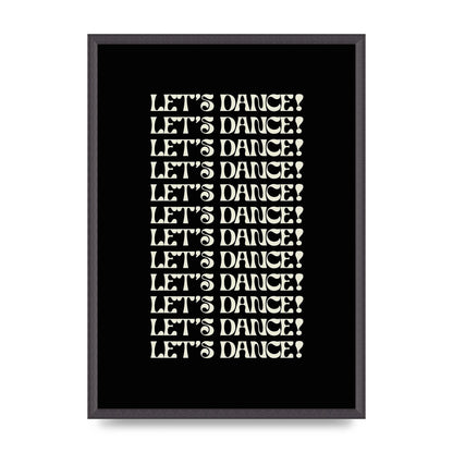 Lets Dance White On Black" Wall Art - A2 framed