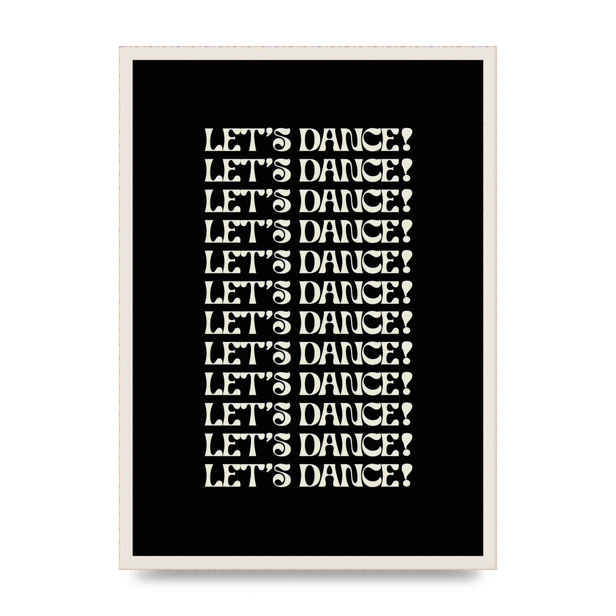 Lets Dance White On Black" Wall Art - A2 framed