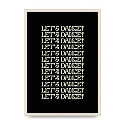 Lets Dance White On Black" Wall Art - A2 framed