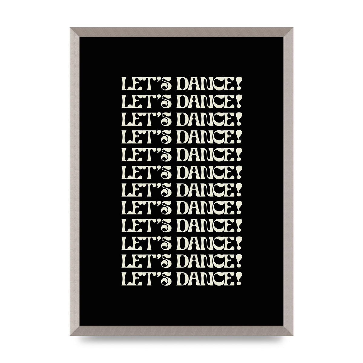 Lets Dance White On Black" Wall Art - A2 framed