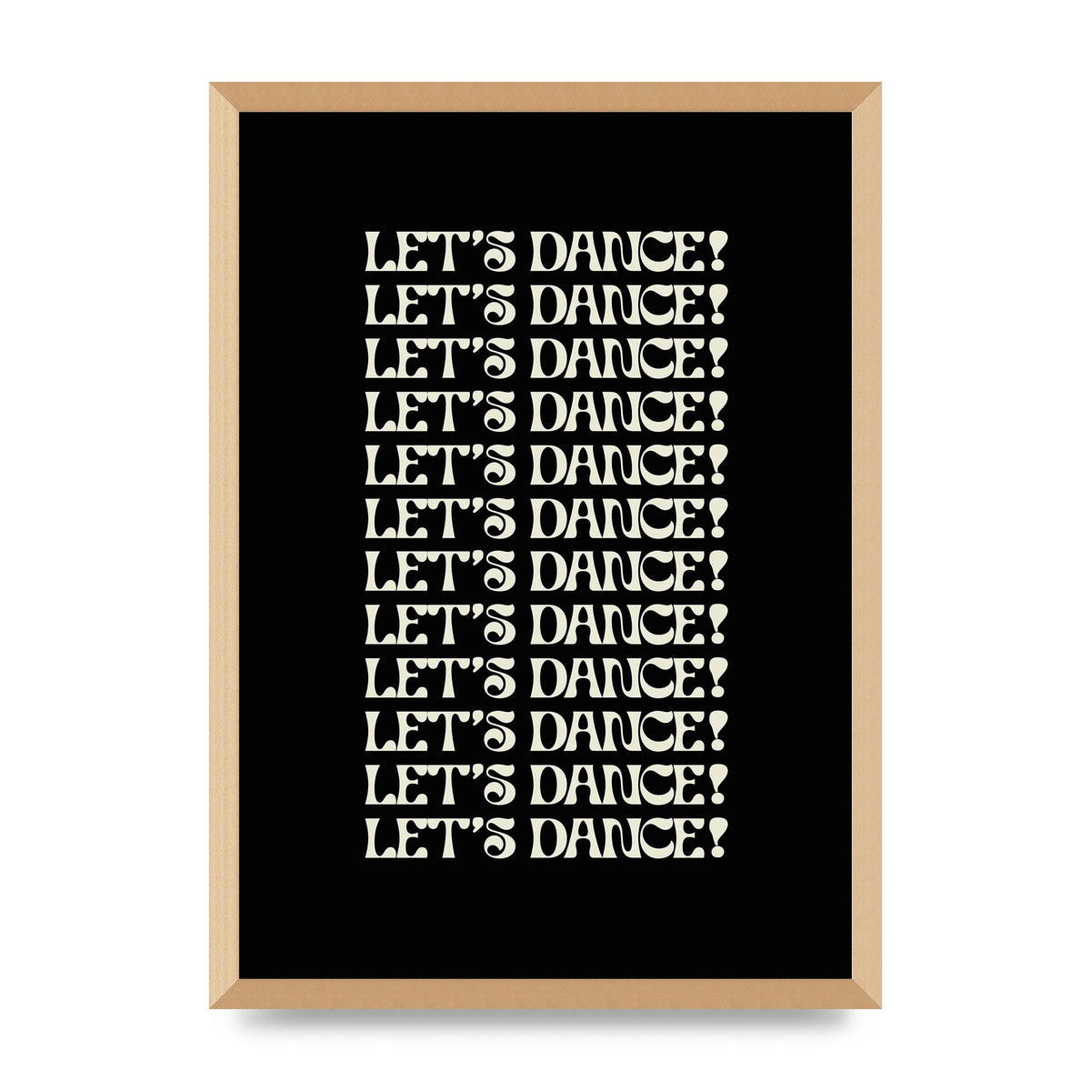 Lets Dance White On Black" Wall Art - A2 framed