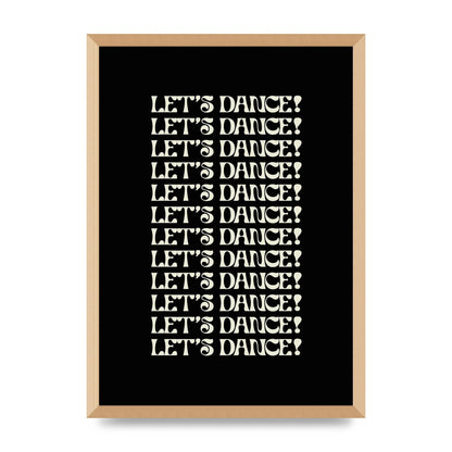 Lets Dance White On Black" Wall Art - A2 framed