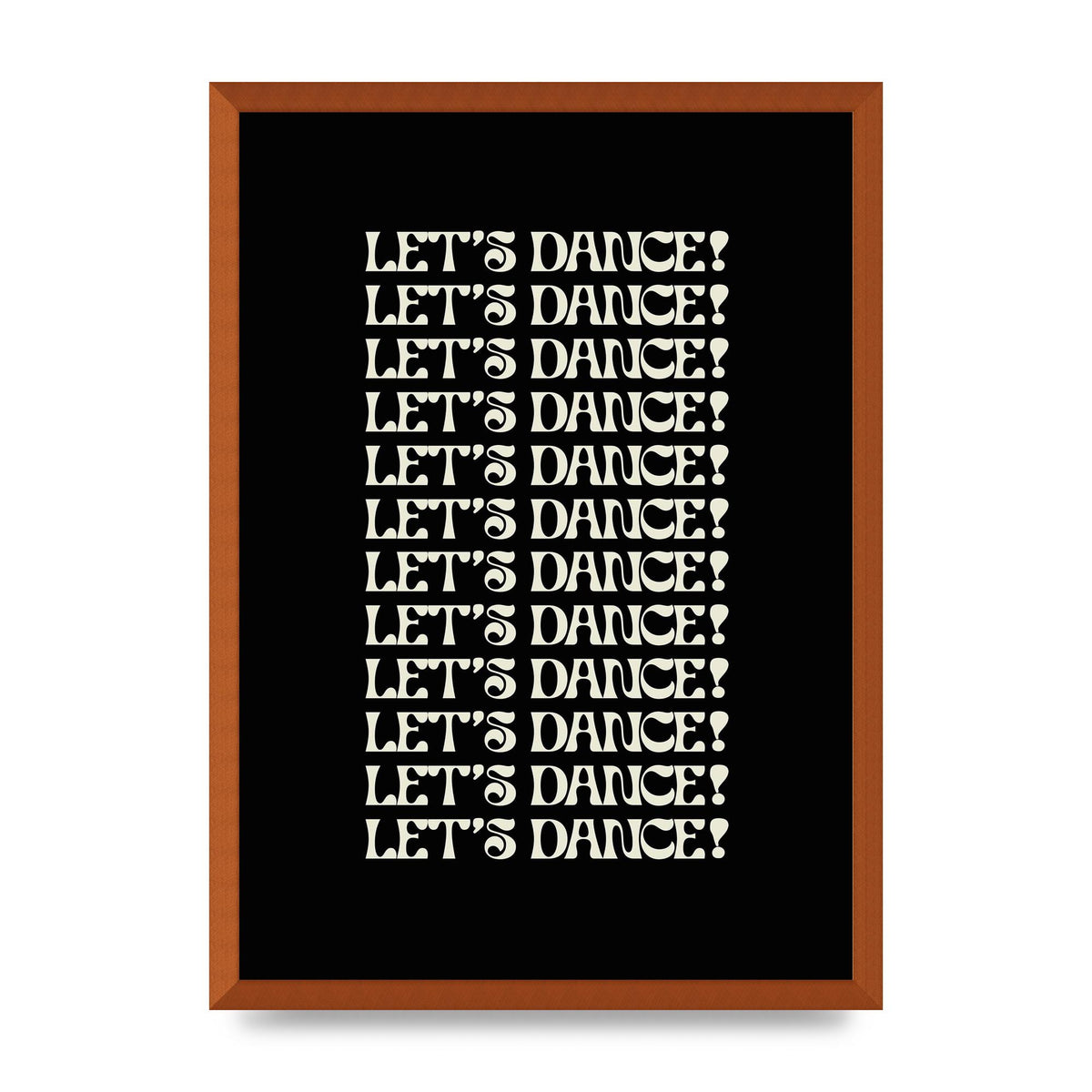 Lets Dance White On Black" Wall Art - A2 framed