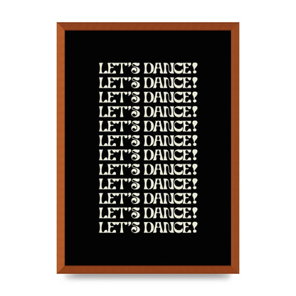 Lets Dance White On Black" Wall Art - A2 framed