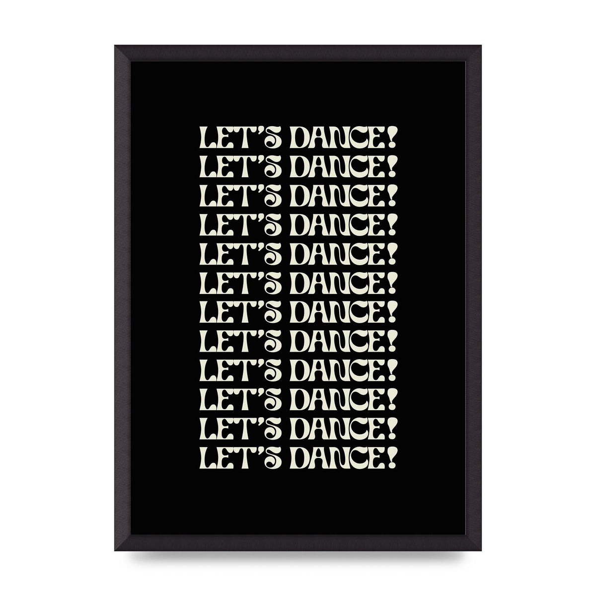 Lets Dance White On Black" Wall Art - A2 framed
