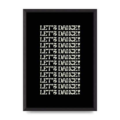 Lets Dance White On Black" Wall Art - A2 framed