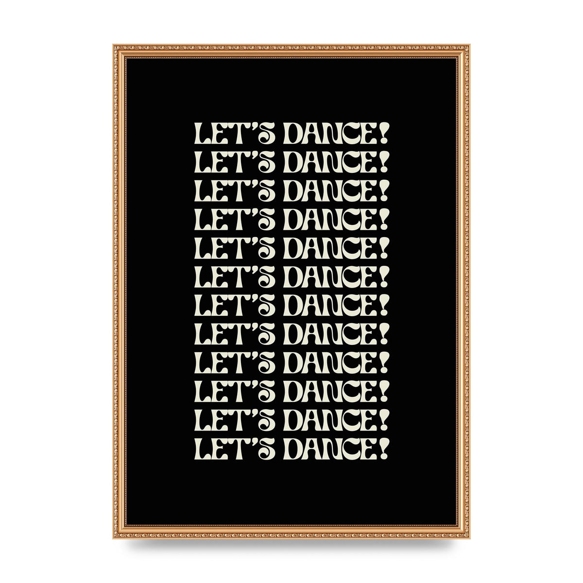 Lets Dance White On Black" Wall Art - A2 framed