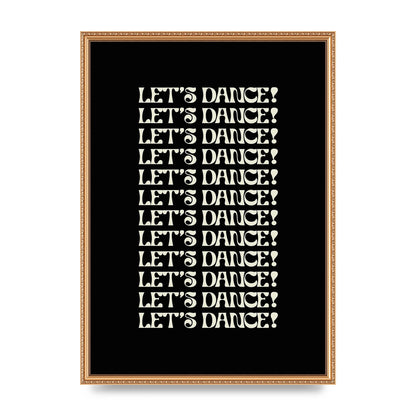 Lets Dance White On Black" Wall Art - A2 framed