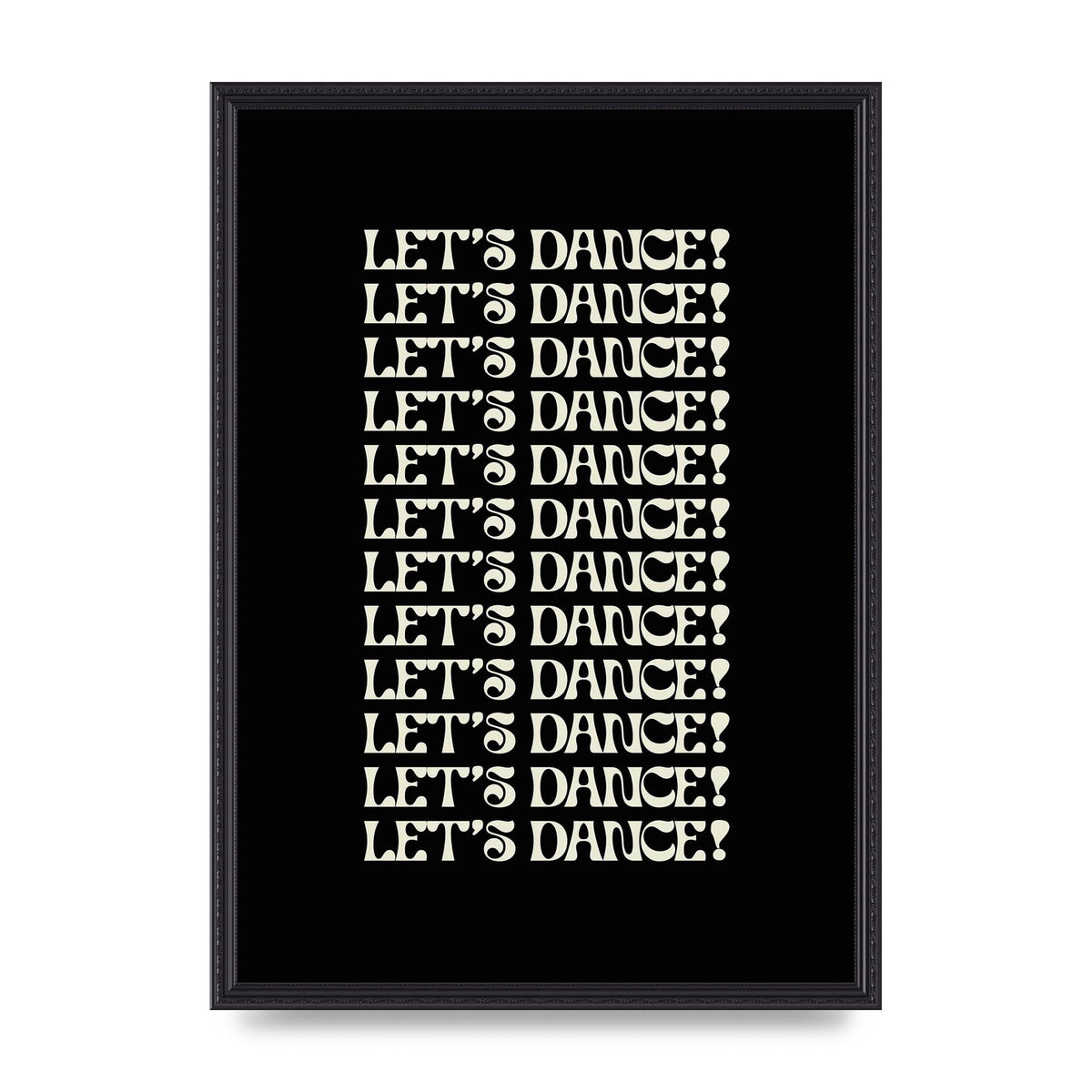 Lets Dance White On Black" Wall Art - A2 framed