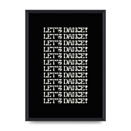 Lets Dance White On Black" Wall Art - A2 framed