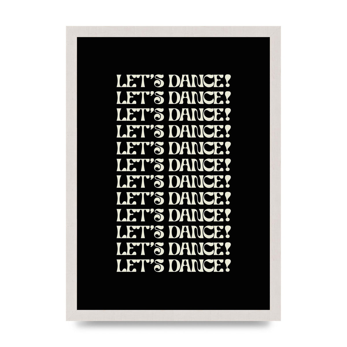 Lets Dance White On Black" Wall Art - A3 framed
