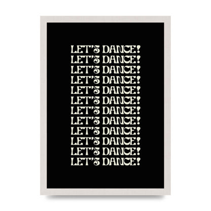 Lets Dance White On Black" Wall Art - A3 framed