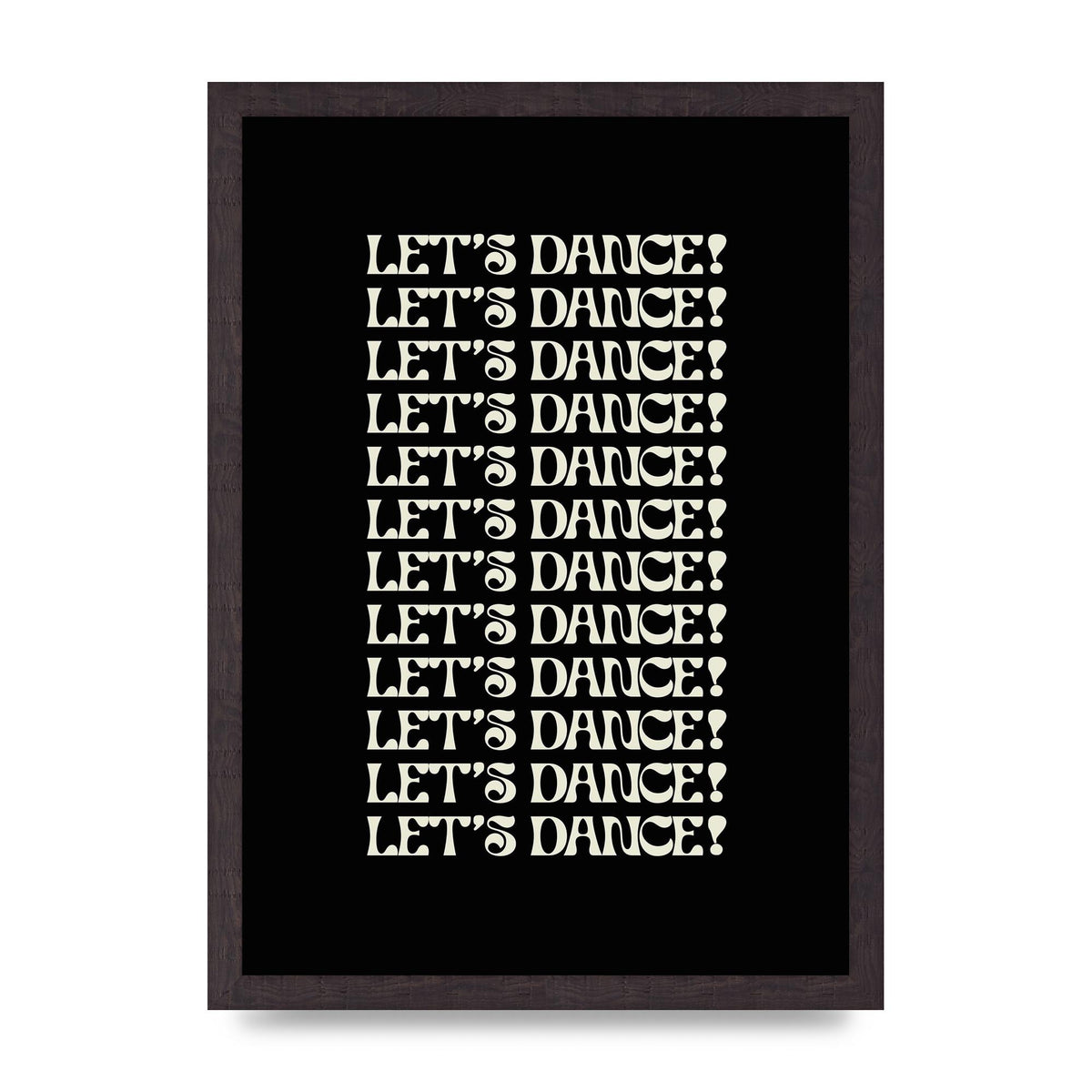 Lets Dance White On Black" Wall Art - A3 framed