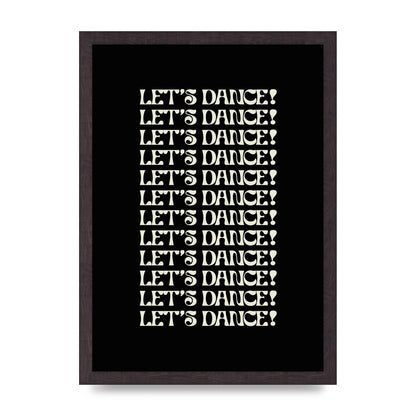 Lets Dance White On Black" Wall Art - A3 framed