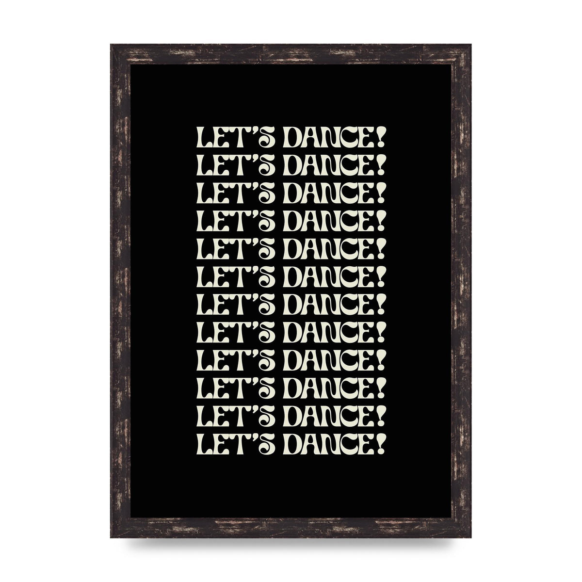Lets Dance White On Black" Wall Art - A3 framed