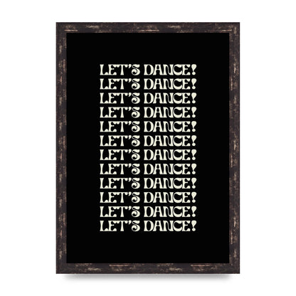 Lets Dance White On Black" Wall Art - A3 framed