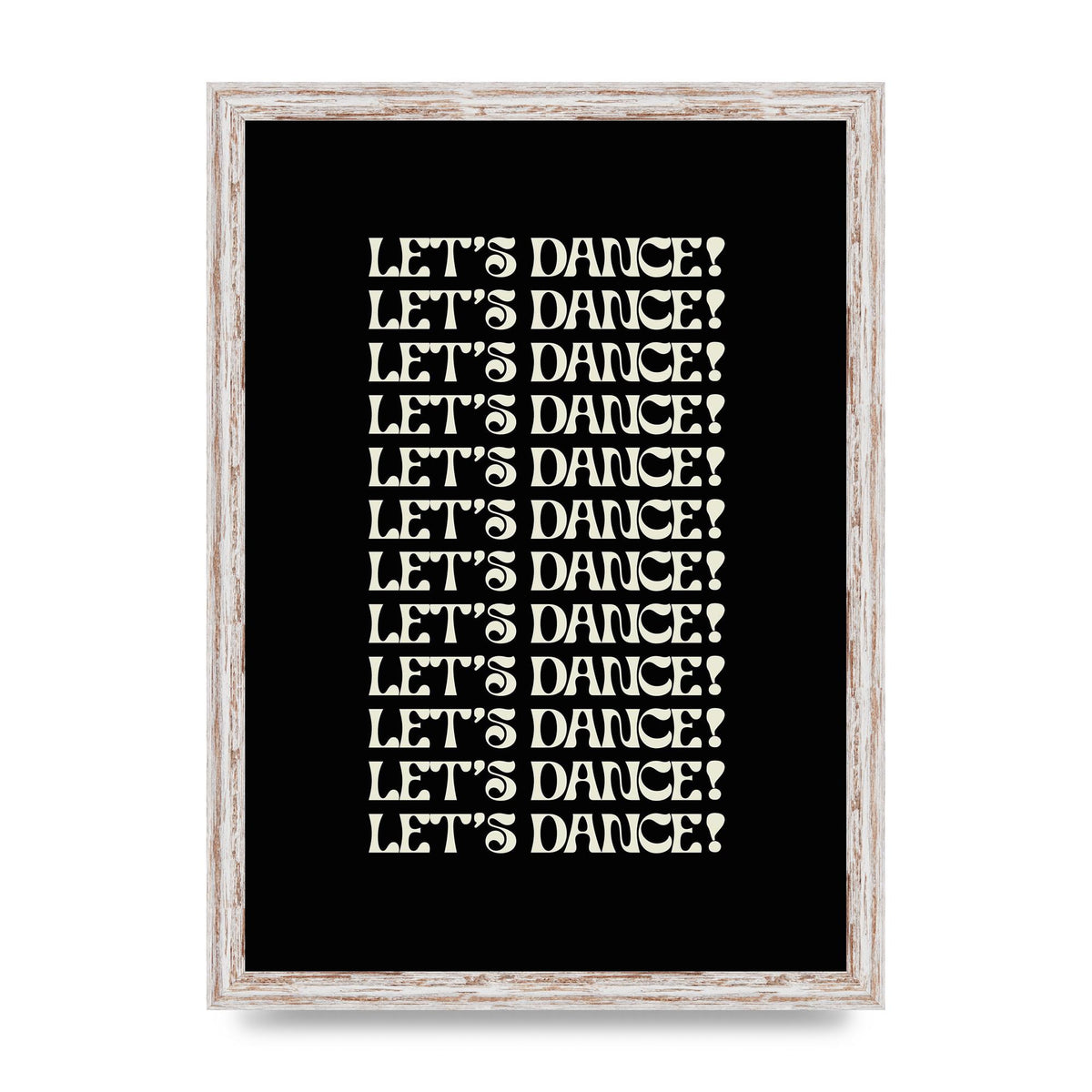 Lets Dance White On Black" Wall Art - A3 framed