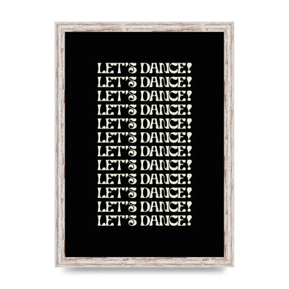 Lets Dance White On Black" Wall Art - A3 framed