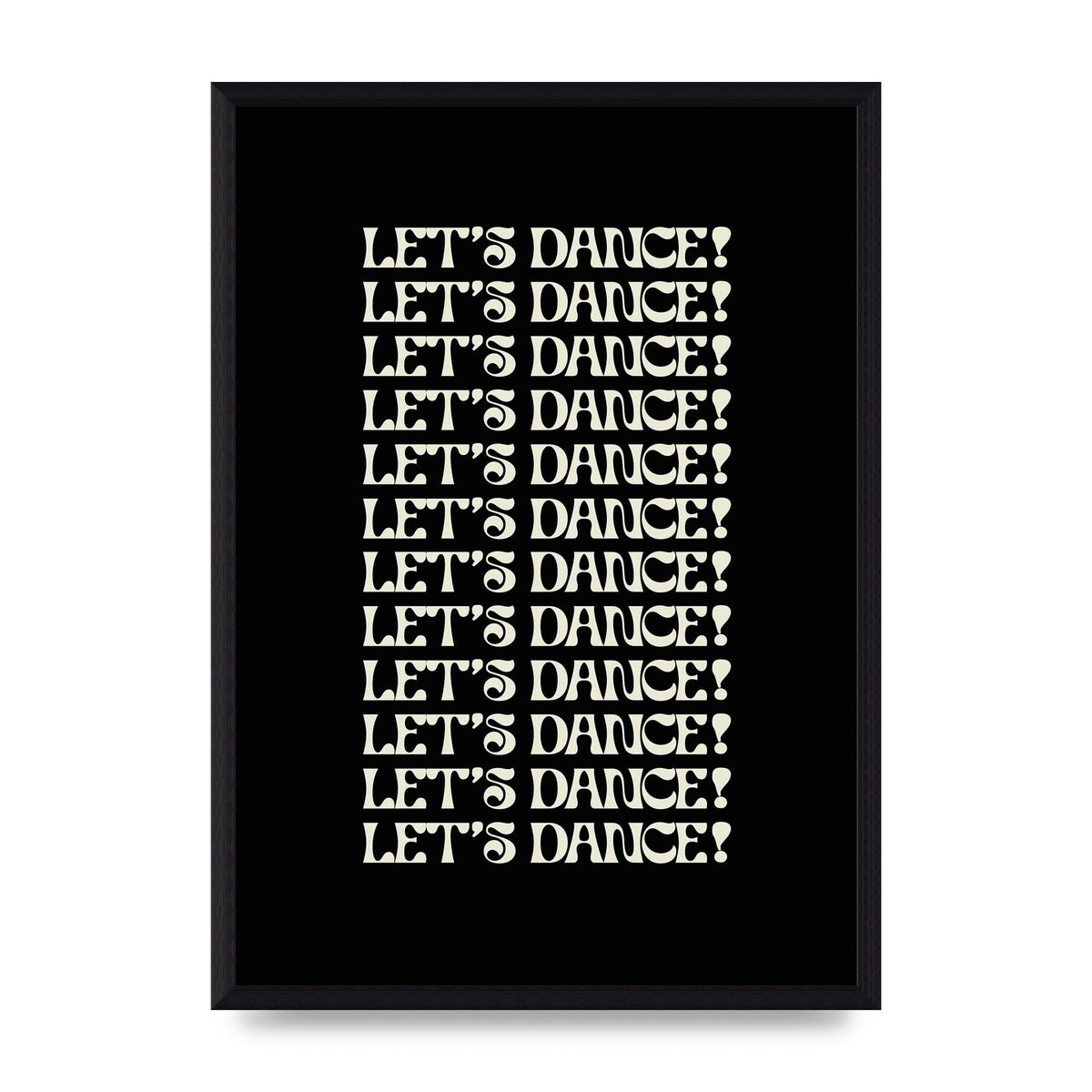 Lets Dance White On Black" Wall Art - A3 framed