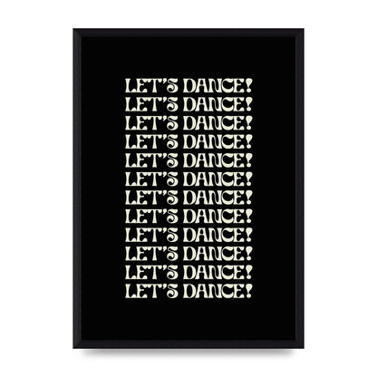 Lets Dance White On Black" Wall Art - A3 framed
