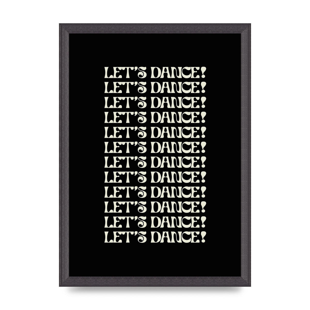 Lets Dance White On Black" Wall Art - A3 framed