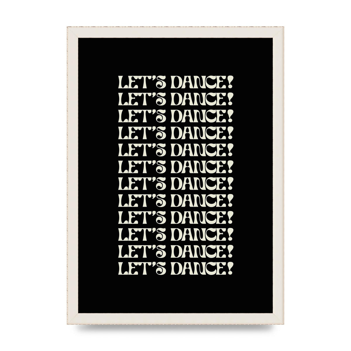 Lets Dance White On Black" Wall Art - A3 framed