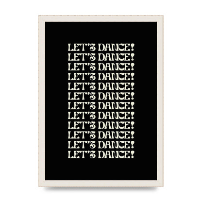 Lets Dance White On Black" Wall Art - A3 framed