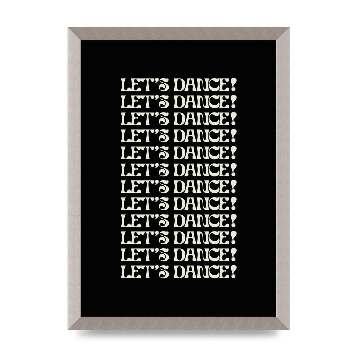 Lets Dance White On Black" Wall Art - A3 framed