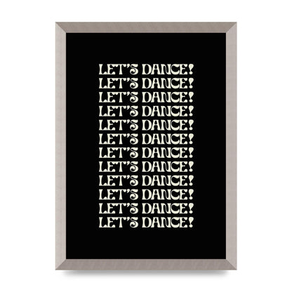 Lets Dance White On Black" Wall Art - A3 framed