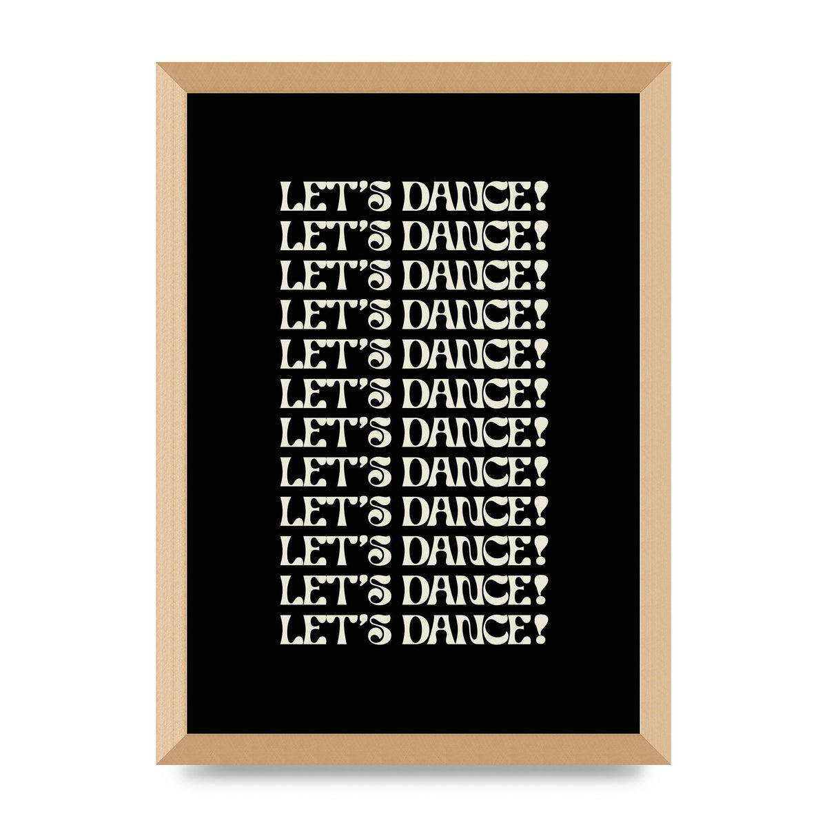 Lets Dance White On Black" Wall Art - A3 framed