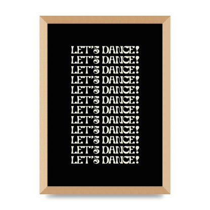 Lets Dance White On Black" Wall Art - A3 framed