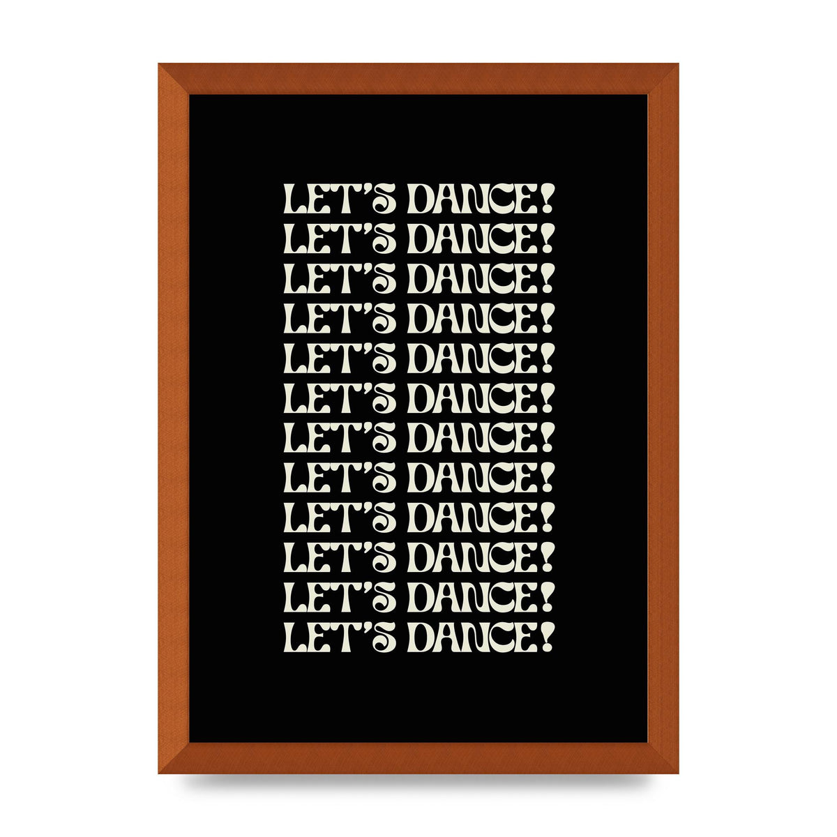 Lets Dance White On Black" Wall Art - A3 framed