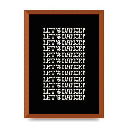 Lets Dance White On Black" Wall Art - A3 framed