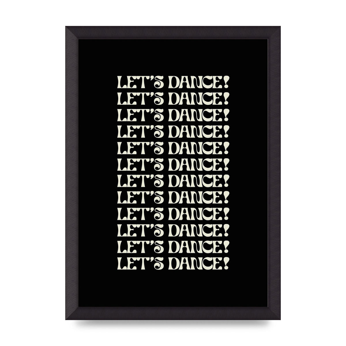 Lets Dance White On Black" Wall Art - A3 framed