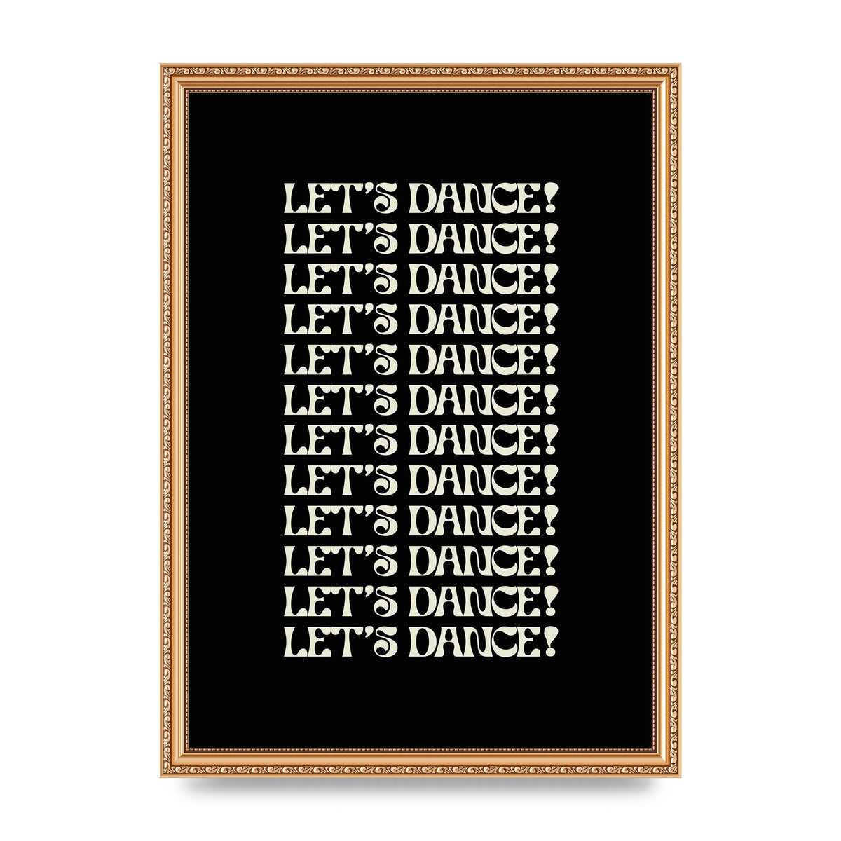 Lets Dance White On Black" Wall Art - A3 framed