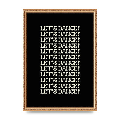Lets Dance White On Black" Wall Art - A3 framed
