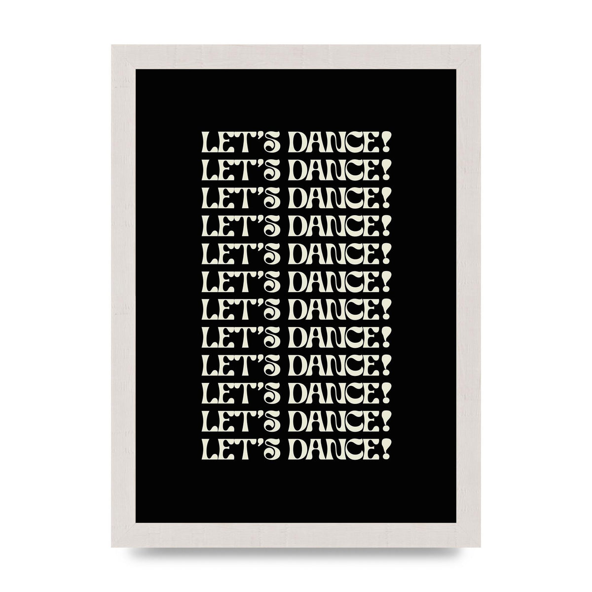Lets Dance White On Black" Wall Art - A4 framed