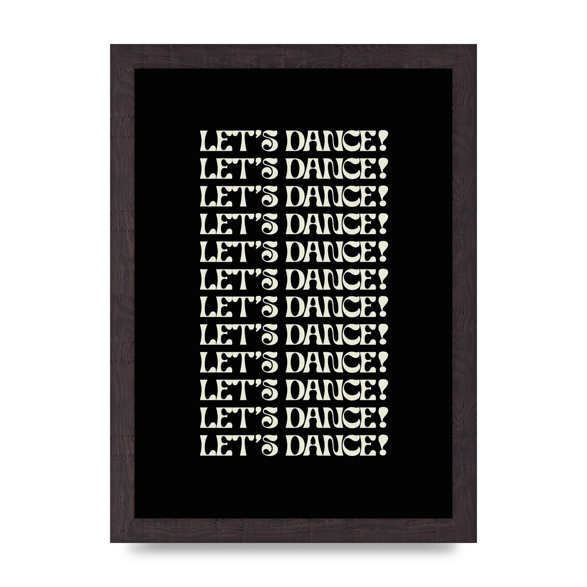 Lets Dance White On Black" Wall Art - A4 framed