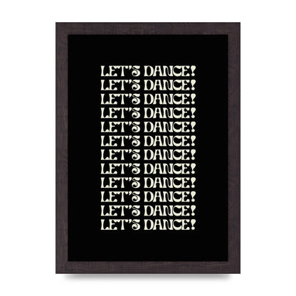 Lets Dance White On Black" Wall Art - A4 framed